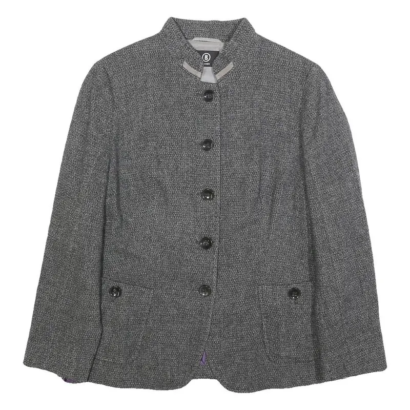 Bogner Womens Grey Button Jacket Xl Woven Classic Formal Tailored 1