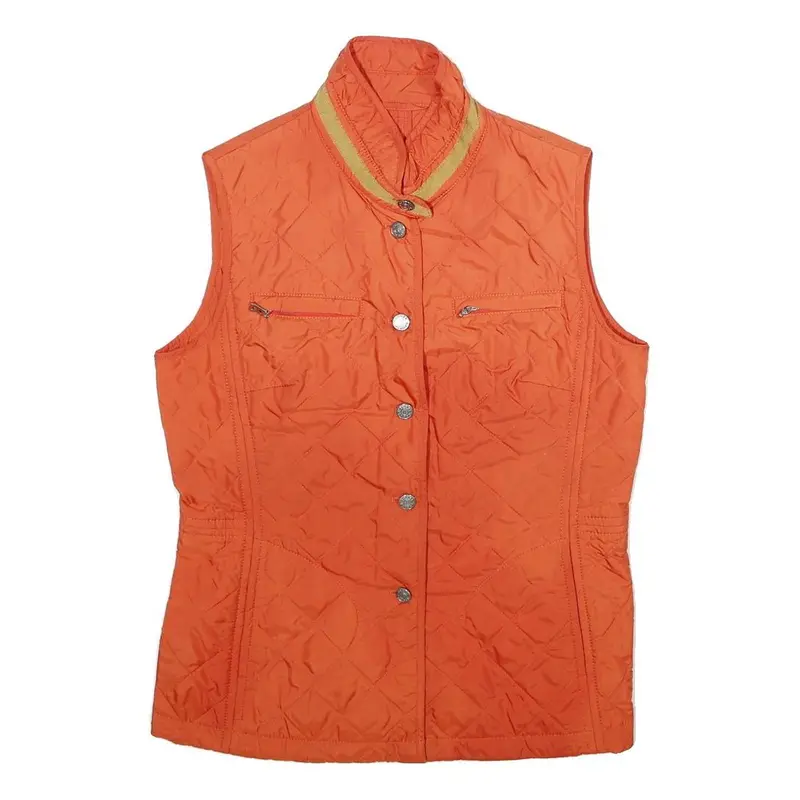 Bogner Womens Orange Quilted Sleeveless Jacket Uk 12 Polyester Button Closure 1