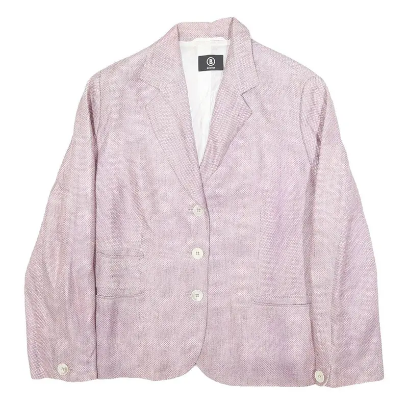 Bogner Womens Pink Linen Jacket Xl Woven Button Closure Classic Fit Lightweight 1