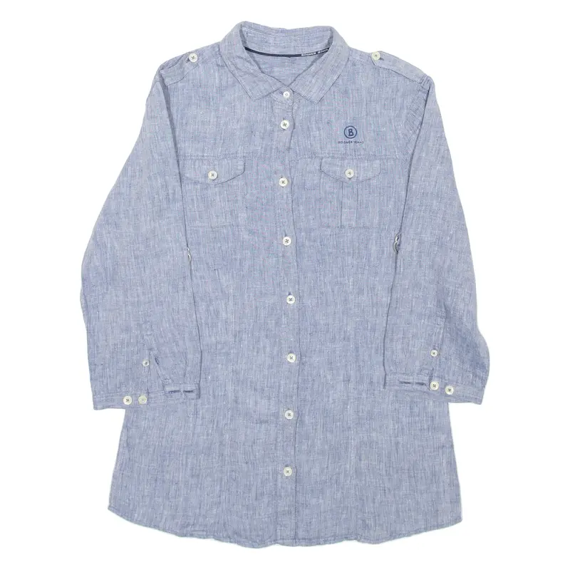 Bogner Womens Plain Shirt Blue 3/4 Sleeve S 1
