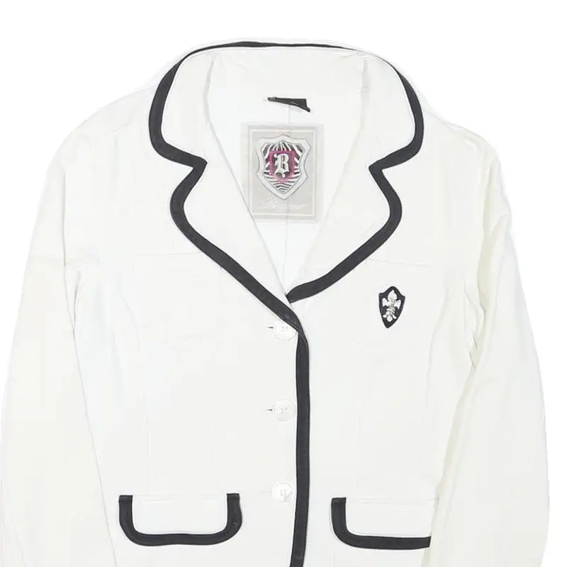 Bogner Womens White & Black Tailored Jacket Xs Cotton Blend Button Plain Classic 2