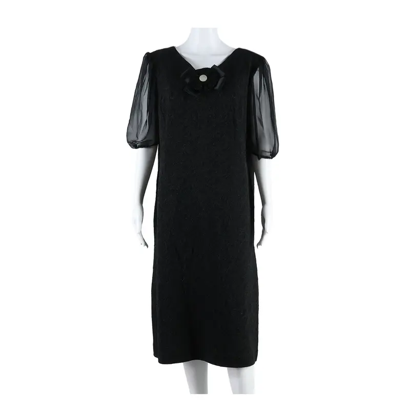 Bohly Mulhouse Glitter Lace Womens Shift Dress Black 90S Paisley Long L 1