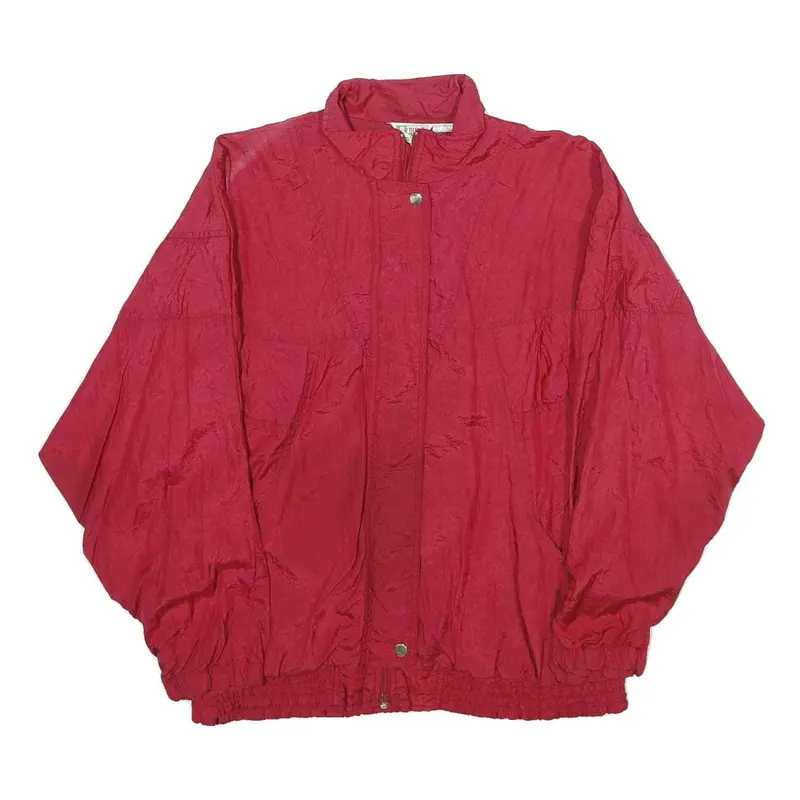 Bold Spirit Womens Red Nylon Jacket L Zip Plain Casual Lightweight Outerwear 1
