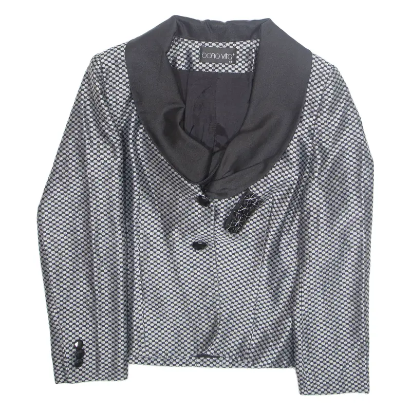 Bono Vito Womens Blazer Jacket Grey Houndstooth M 1