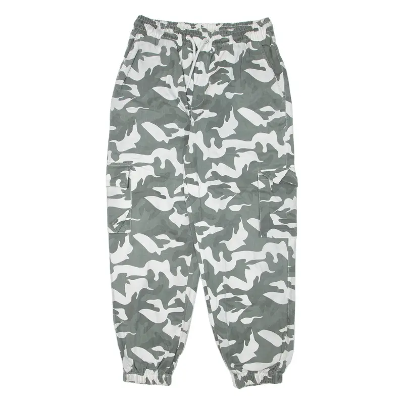 Boohoo Man Camo Cargo Mens Trousers Grey Regular Tapered W28 L27 1