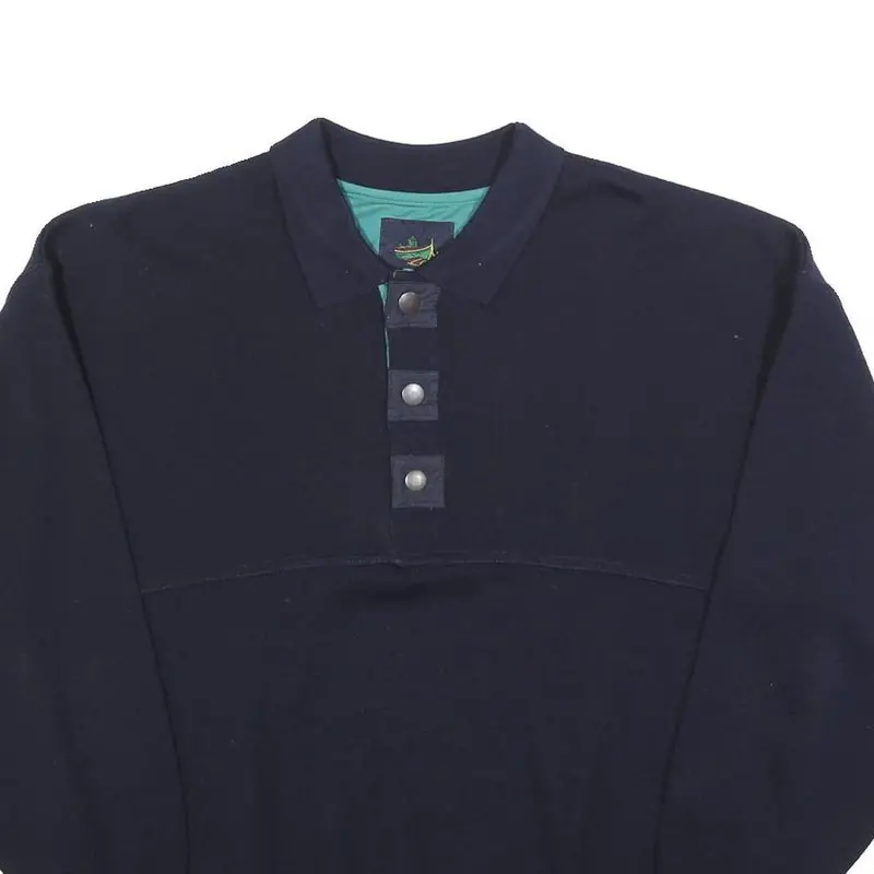 Bort Mens Navy Plain Wool Blend Pullover Jumper 2Xl Button Neck Relaxed Fit 2