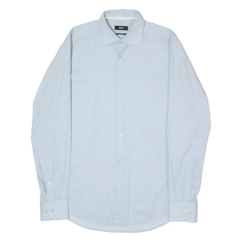 Boss Gieson Mens Plain Shirt Blue Long Sleeve M 1