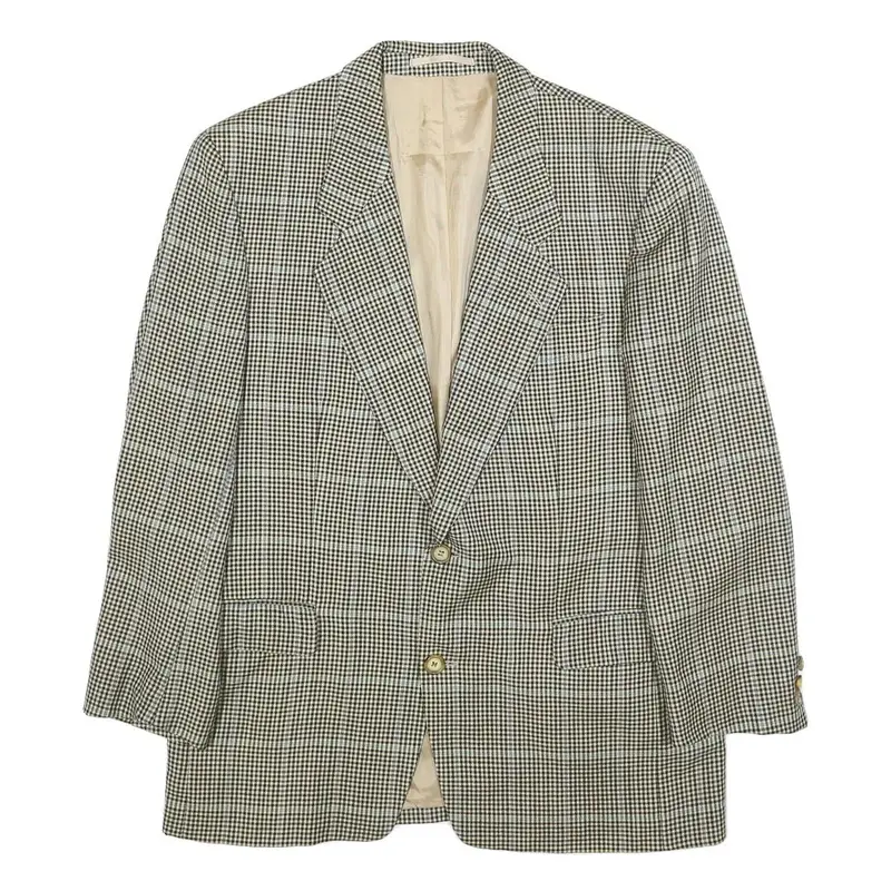 Boss Hugo Boss Mens Black & Beige Check Wool Blazer Jacket L Woven Classic 1