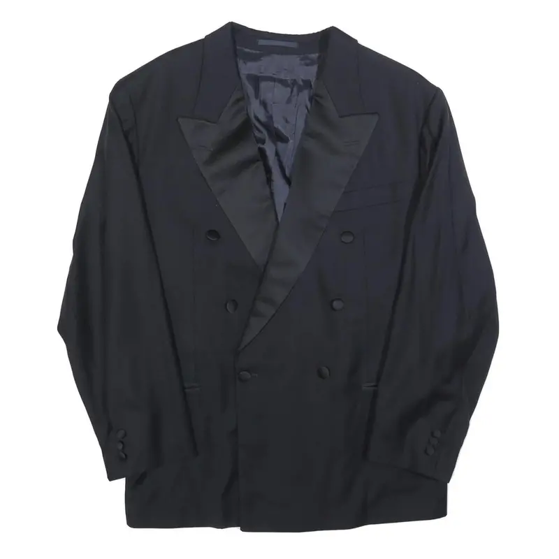Boss Hugo Boss Mens Black Double Breasted Wool Jacket M Satin Lapel Classic Fit 1