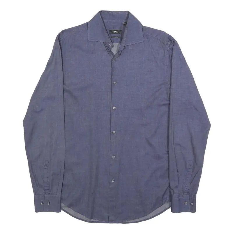 Boss Hugo Boss Mens Blue Shirt M Classic Cotton Long Sleeve Button Down 1