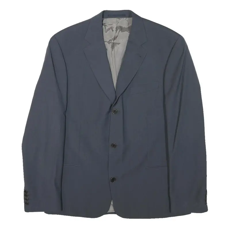 Boss Mens Blue Jacket M Wool Blend Plain Classic Button Closure Formal 1
