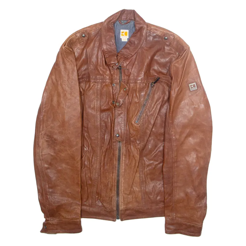 Boss Orange Mens Jacket Brown Faux Leather L 1