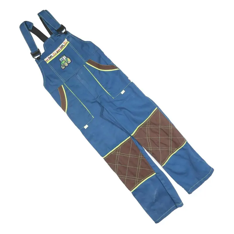 Boys Blue & Brown Cotton Blend Dungarees M W26 L25 Playwear Durable Adjustable 1
