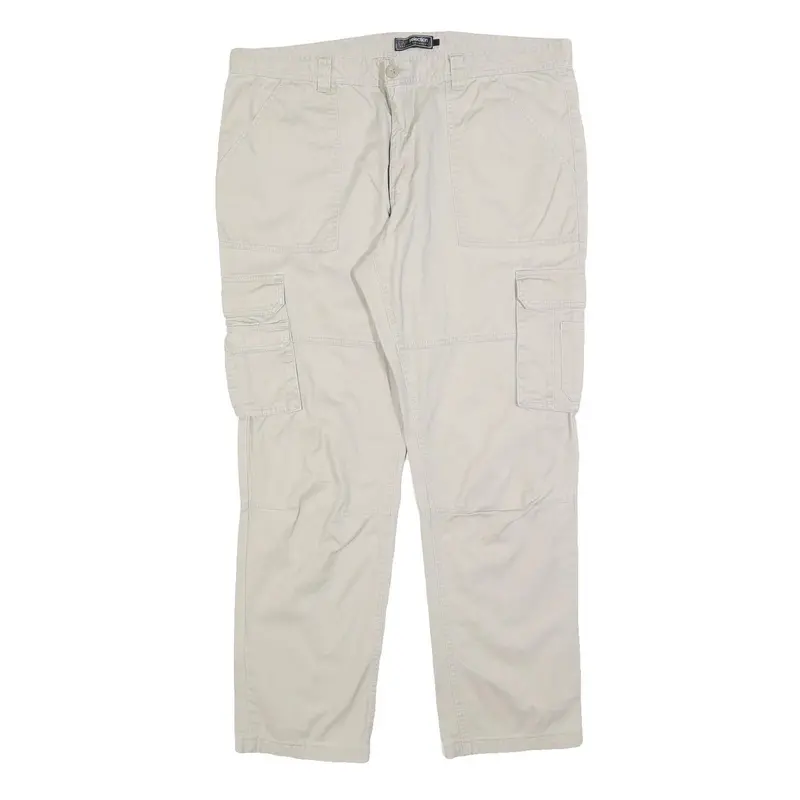 Bpc Womens Cotton Blend Cream Regular Straight Trousers W38 L30 Cargo Pockets 1