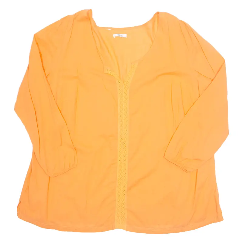 Bpc Womens Top Orange V-Neck Long Sleeve Xl 1