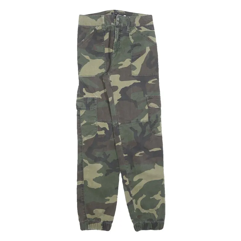 Brandy Melville Womens Cotton Blend Green Camouflage Regular Fit Cargo Trousers 1