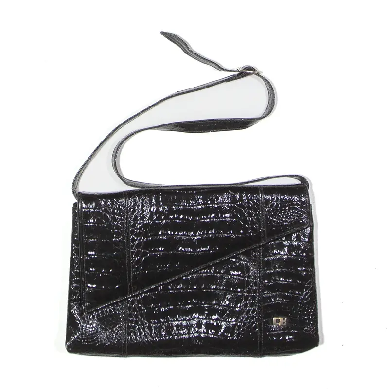 Brasilia Leather Look Asymmetric Shoulder Bag Black Womens 1