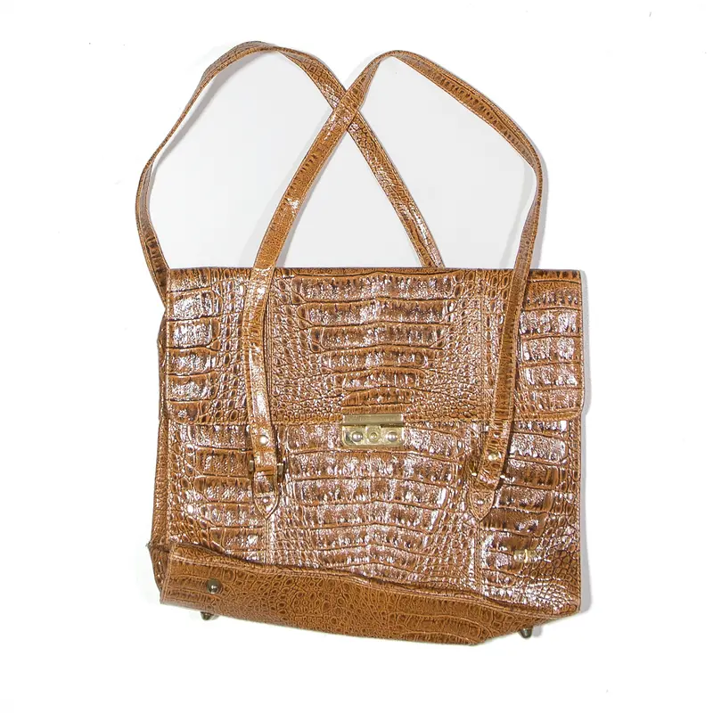 Brasilia Leather Look Satchel Bag Brown Womens 1