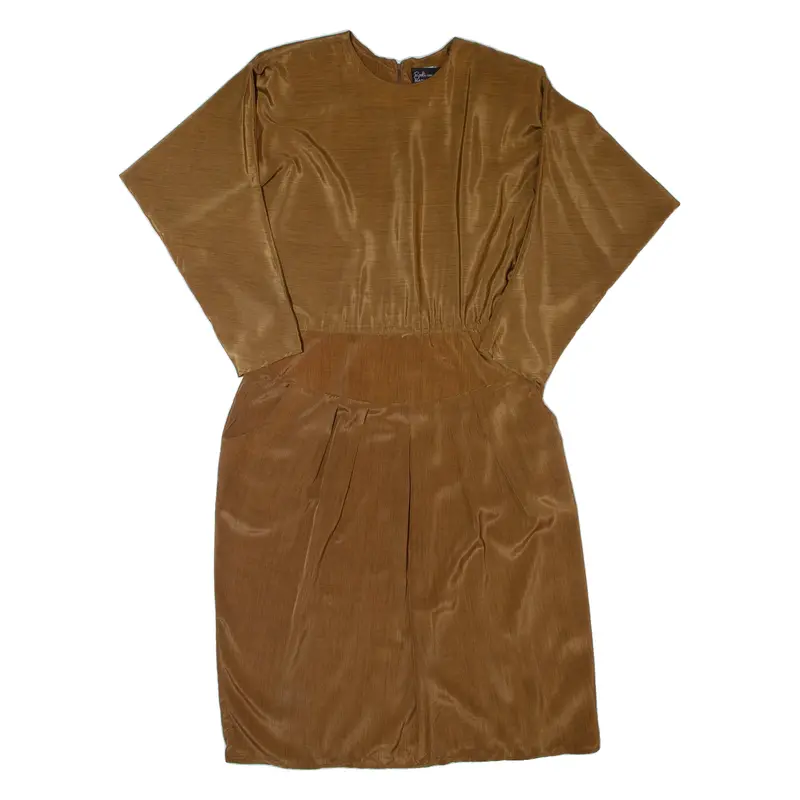 Breli Womens Fit & Flare Dress Brown 90S Long Sleeve Midi L 1