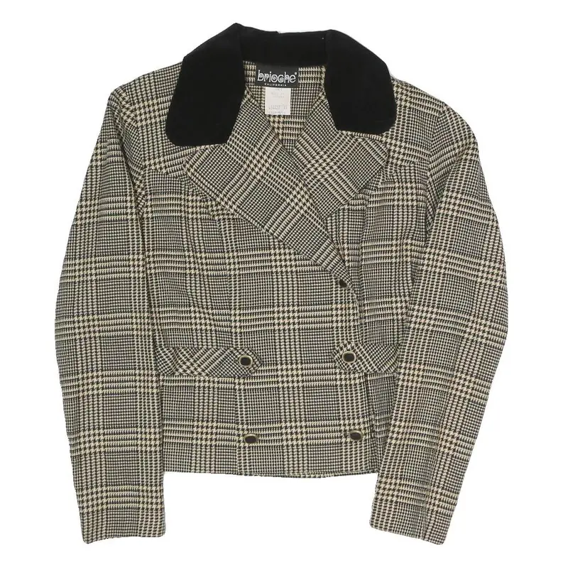 Brioche Womens Beige & Black Checked Blazer Tailored Jacket S Polyester Blend 1