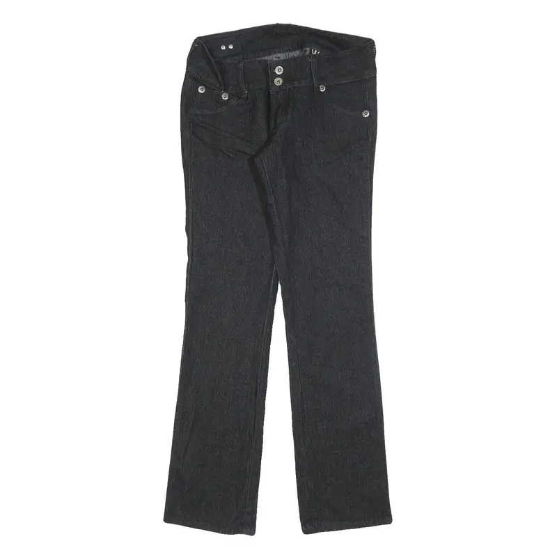 Britzzy Womens Jeans Black Slim Straight Denim W28 L30 Embroidered Pockets 1