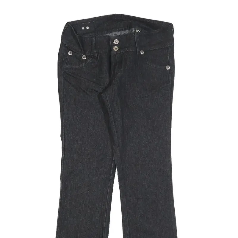 Britzzy Womens Jeans Black Slim Straight Denim W28 L30 Embroidered Pockets 2