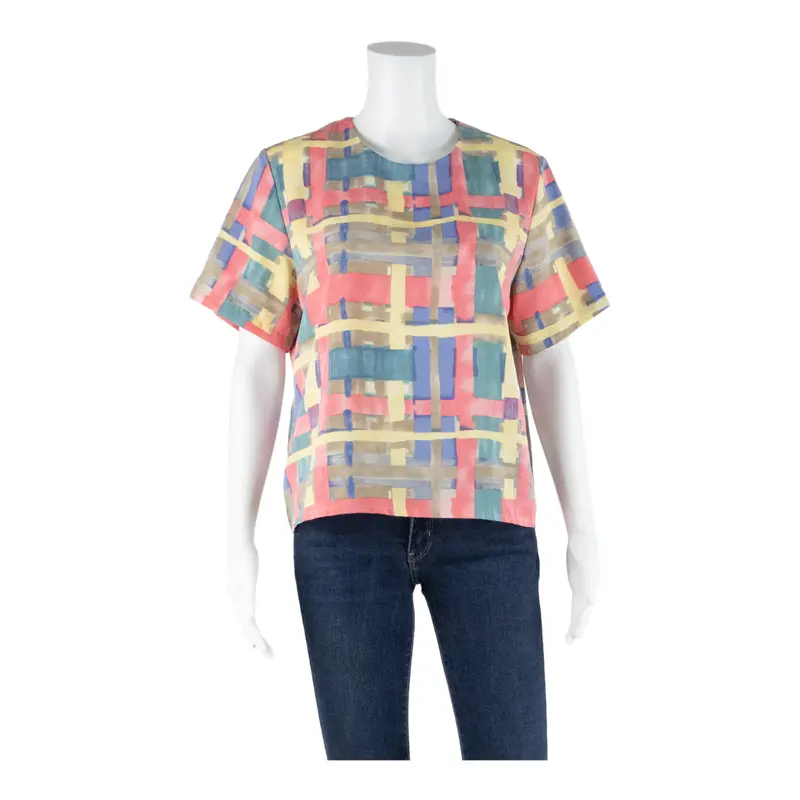 Bryan Womens Printed Top Pink Crazy Pattern M 1