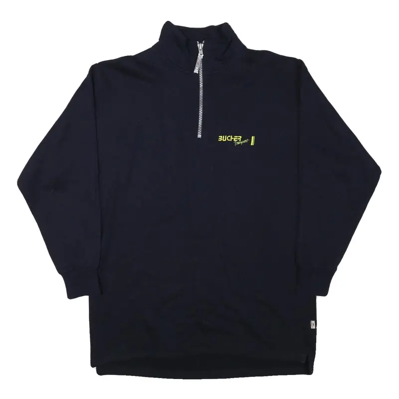 Bucher Mens Black 1/4 Zip Xl Cotton Blend Sweatshirt Pullover Casual Everyday 1