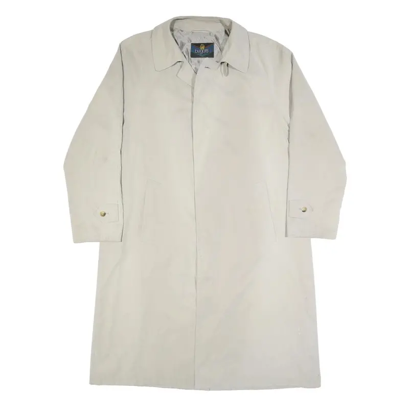 Bugatti Mens Beige Button Jacket L Polyester Blend Classic Lightweight Coat 1