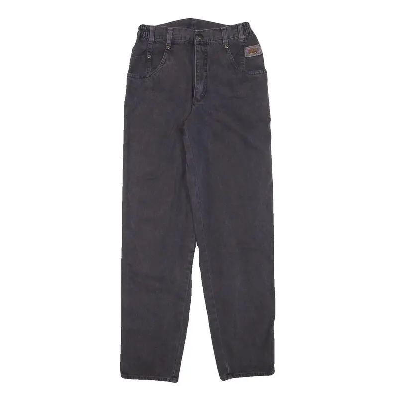 Bull Dozen Womens Jeans Black Relaxed Straight Denim W24 L29 Elastic Waistband 1