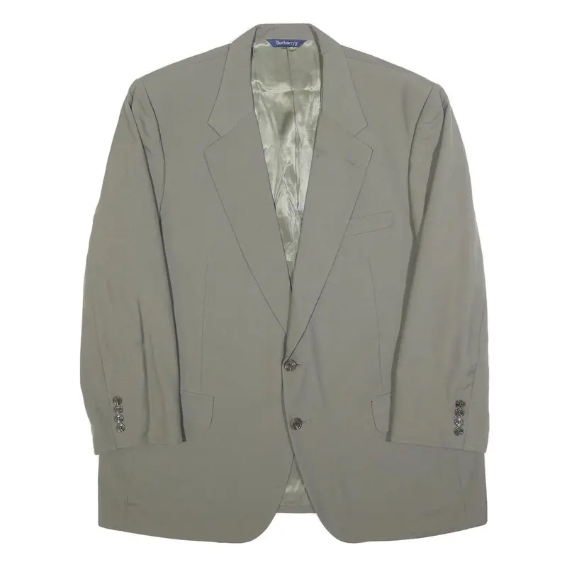 Burberry Mens Grey L Jacket Button Classic Tailored Plain Button Closure 1