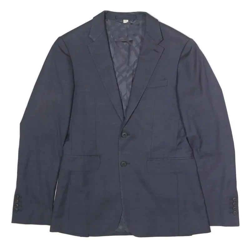 Burberry Mens Navy Blue Wool Blazer Jacket S Woven Button Classic Tailored 1