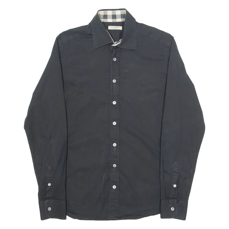 Burberry Mens Plain Shirt Black Long Sleeve S 1