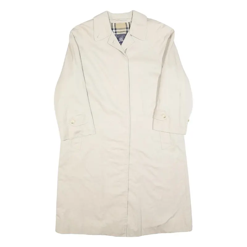 Burberry Womens Beige Cotton Classic Coat Uk 12 Button Closure Plain Stylish 1