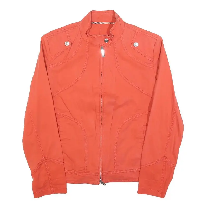 Burberry Womens Orange Cotton Blend Jacket S Zip Plain Classic Lightweight 1