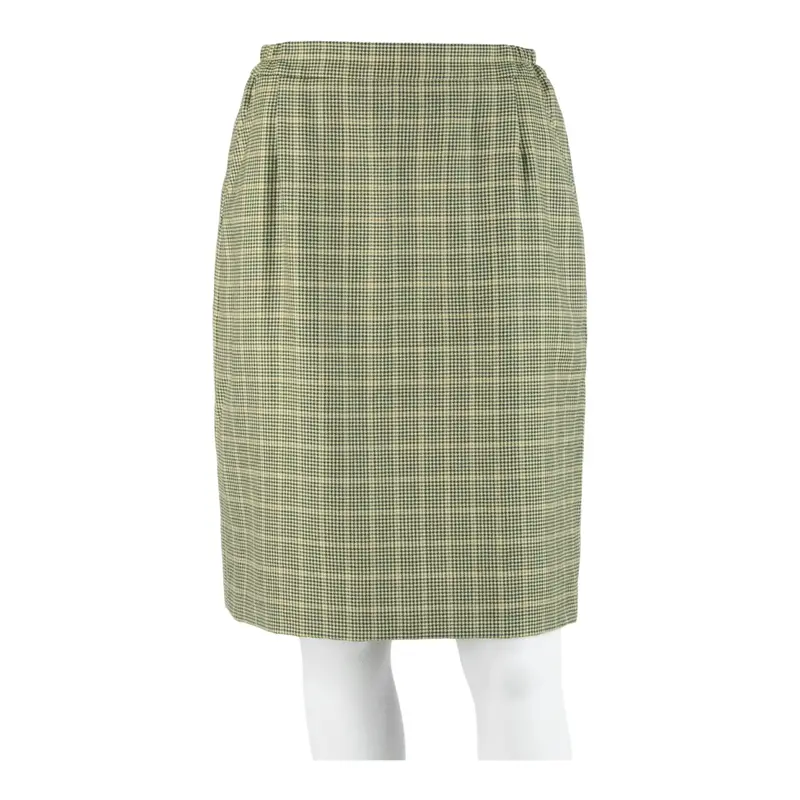 Burberry Womens Pencil Skirt Green Knee Length 90S Houndstooth M 1