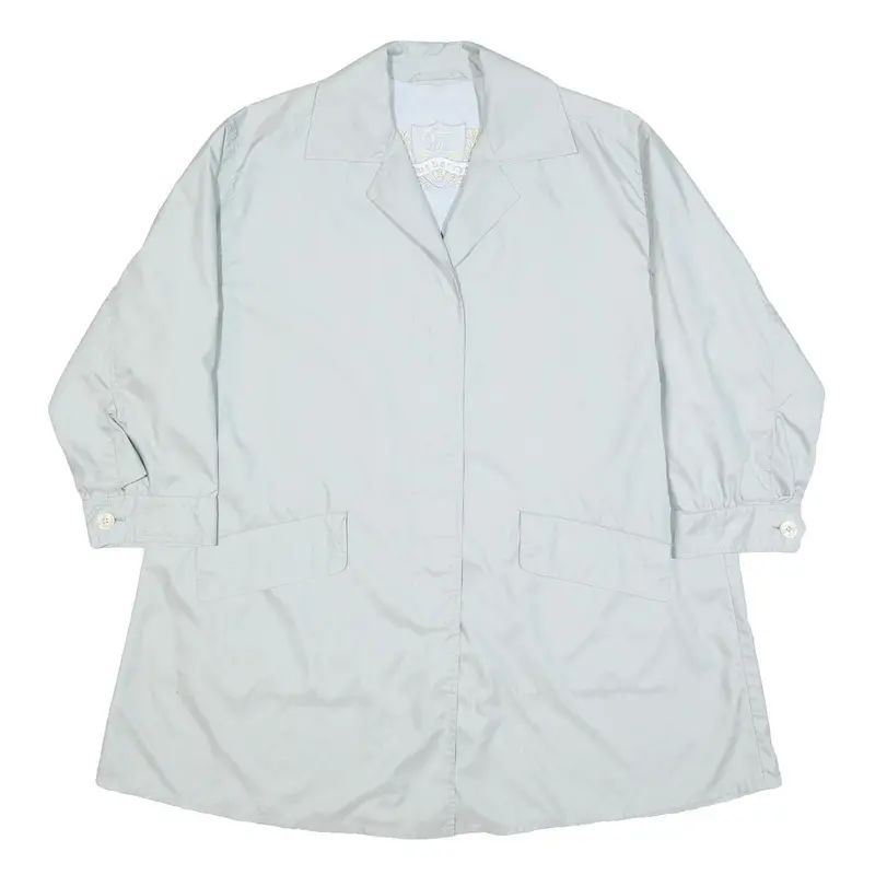 Burberry Womens White Jacket Xl Button Closure Plain Classic Fit Lightweight 1