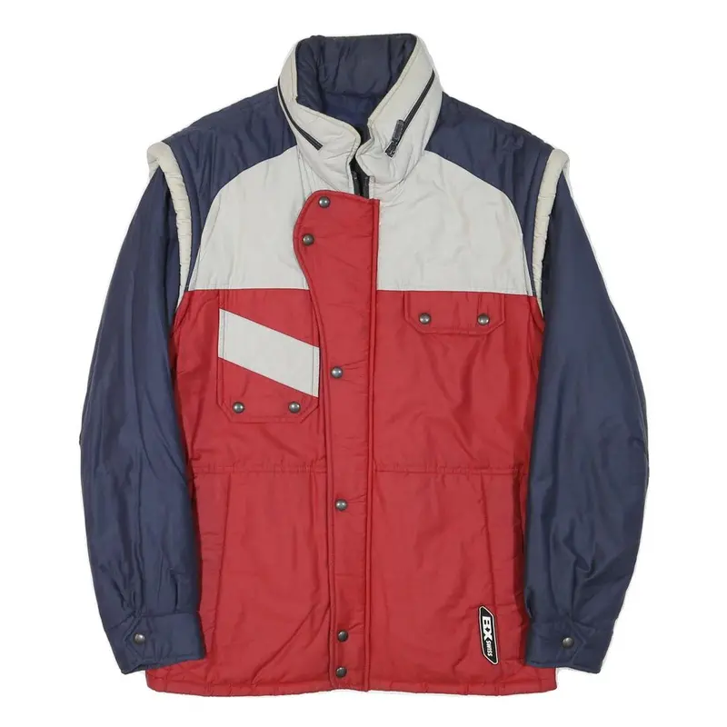 Bx Swiss Mens Red & Blue Polyester Blend Casual Jacket L Zip Pockets 1