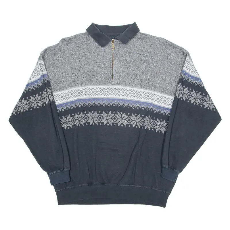 C&A 1/4 Zip Mens Sweatshirt Grey Collared Xl 1