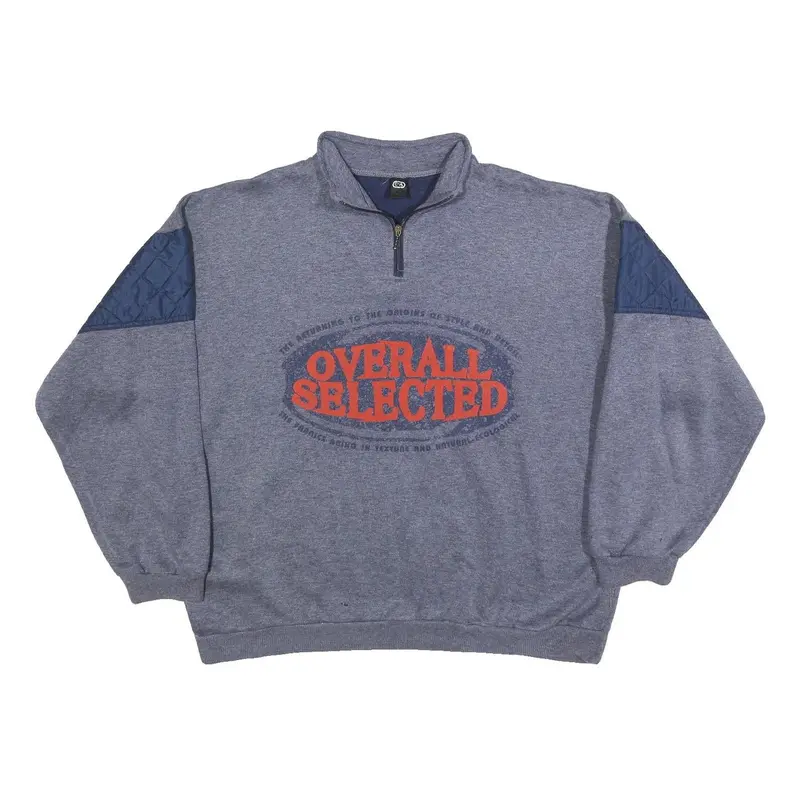 C&A Mens Grey Blue Sweatshirt Quarter Zip Xl Cotton Blend Casual Pullover 1