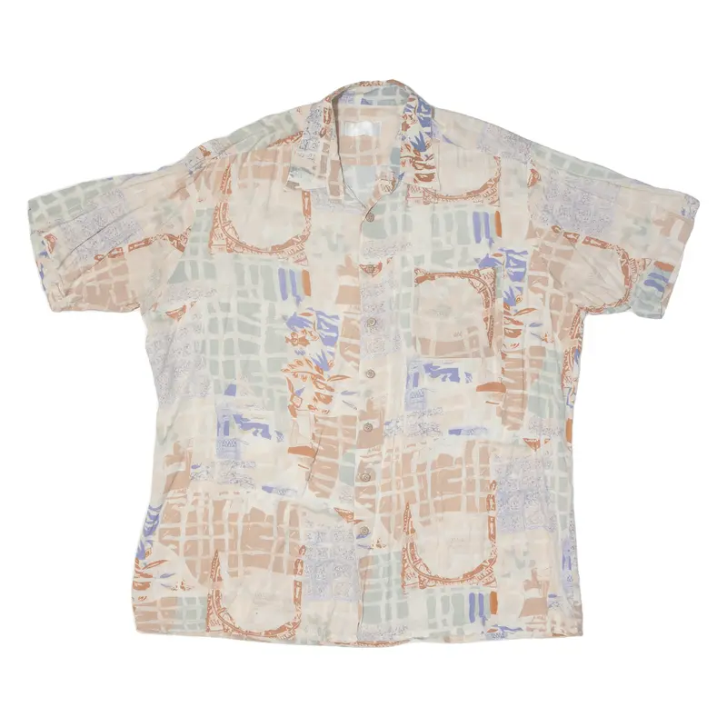 C&A Mens Shirt Beige Viscose Crazy Pattern Xl 1