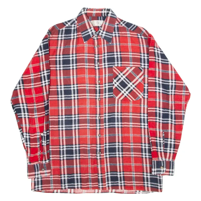 C&A Mens Shirt Red Check Long Sleeve M 1