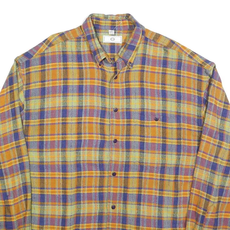 C&A Mens Yellow & Purple Check Shirt Xl Casual Cotton Button Long Sleeve 2