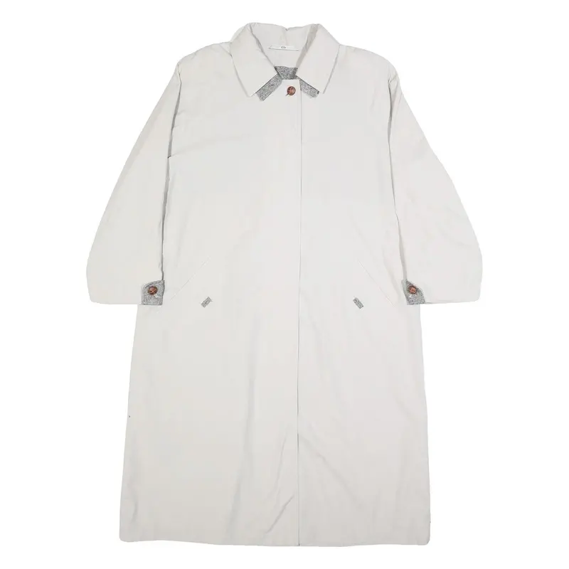 C&A Womens Cream Cotton Blend Button Jacket Uk 14 Classic Plain Lightweight 1