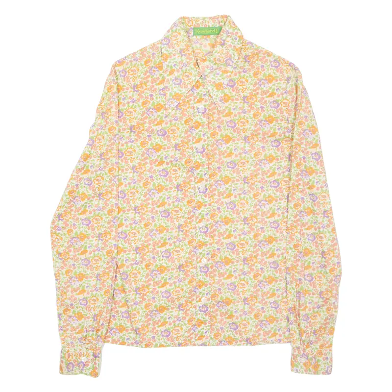 Cacharel Womens Shirt Orange Floral Long Sleeve S 1