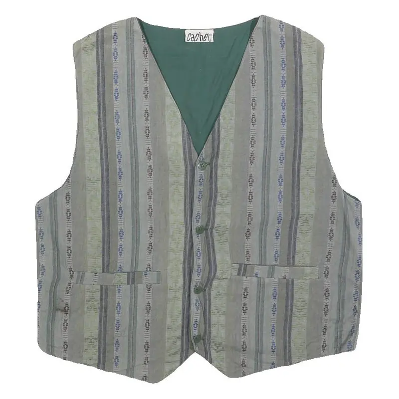 Cachet Mens Blue Green Grey Striped Cotton Blend Button Jacket M Casual Wear 1