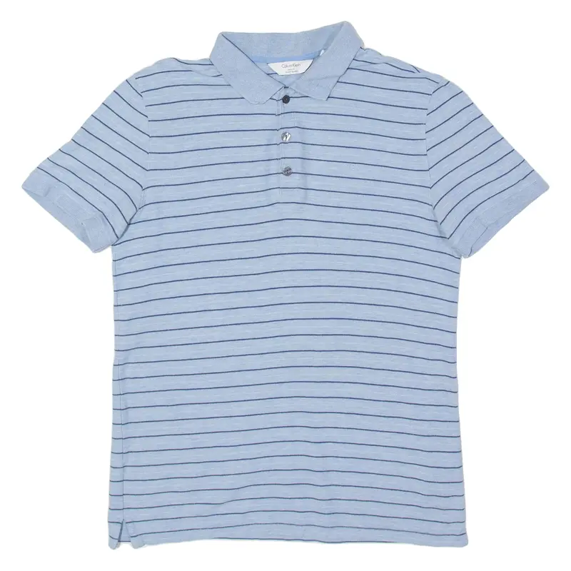 Calvin Klein Body Fit Mens Polo Shirt Blue Striped S 1
