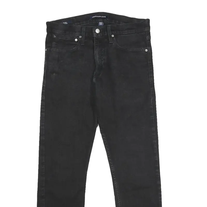 Calvin Klein Jeans Mens Black Regular Fit Straight Denim W31 L32 Zip Cotton 2