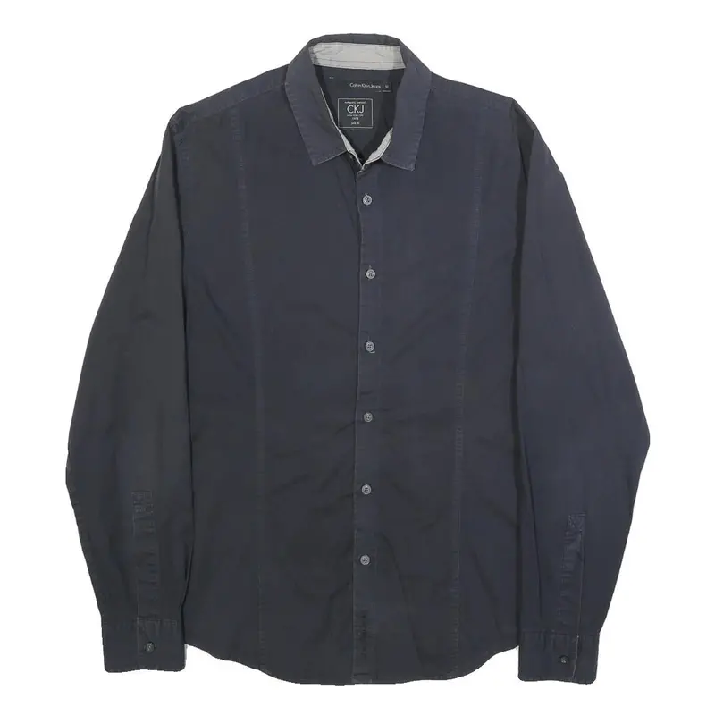 Calvin Klein Jeans Mens Blue Shirt M Cotton Blend Casual Button Shirt 1