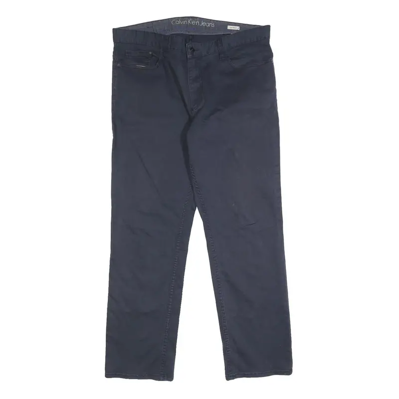Calvin Klein Jeans Mens Cotton Blend Blue Slim Trousers W36 L29 Stylish Casual 1